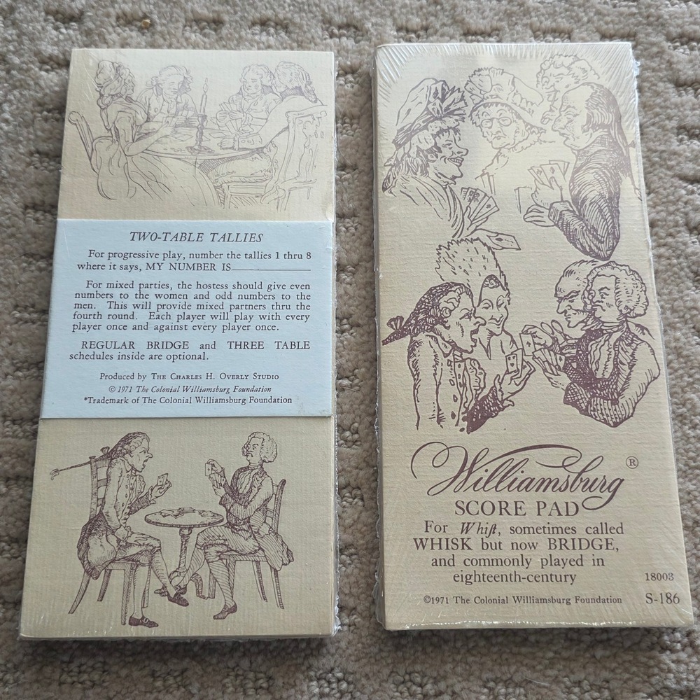 Williamsburg Bridge Score Pad Whist Card Game Tally Sheets‎ Colonial Sealed